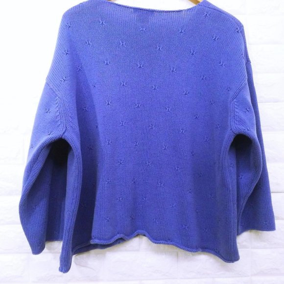 90s Knit Crop Top Boxy V-Neck Drop LSL Sz-1X - Picture 6 of 8